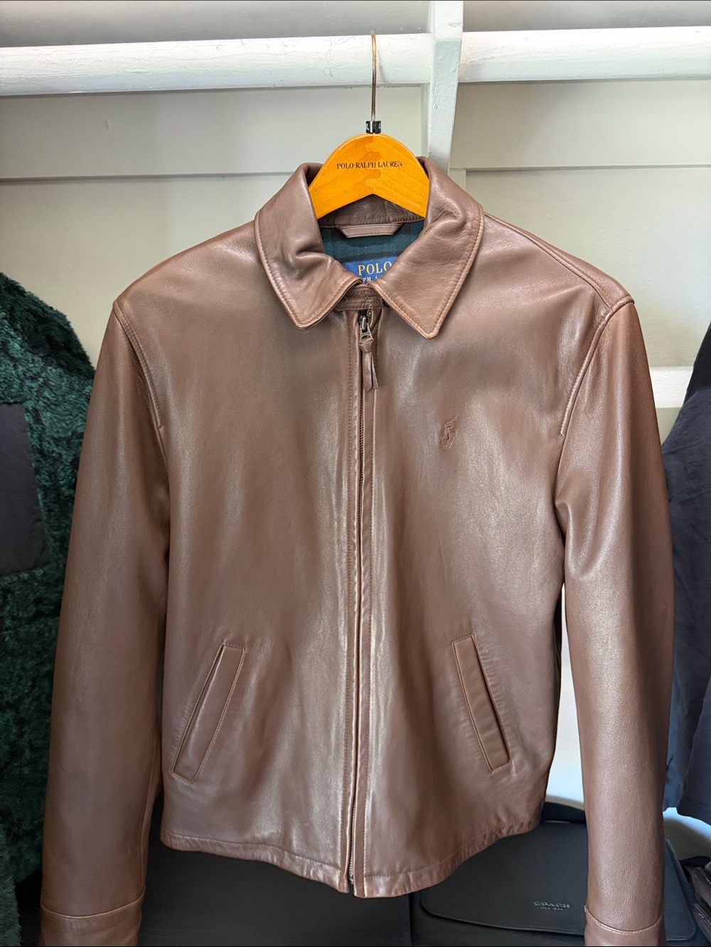 Polo by Ralph Lauren Brown Leather Bomber Jacket